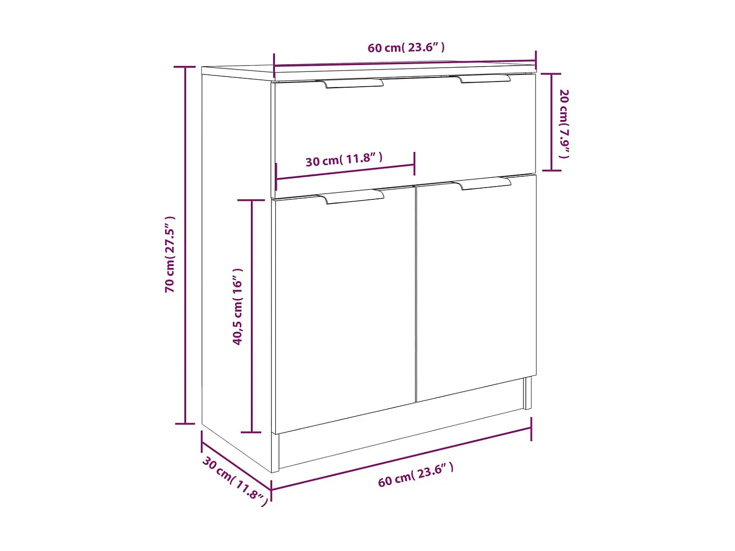 Buffets 3 pcs Chêne fumé Bois d'ingénierie
