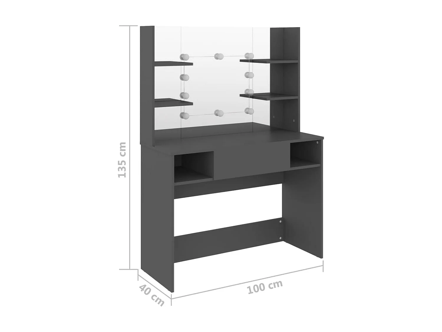Mesa de maquillaje con iluminación LED 100x40x135 cm MDF Gris
