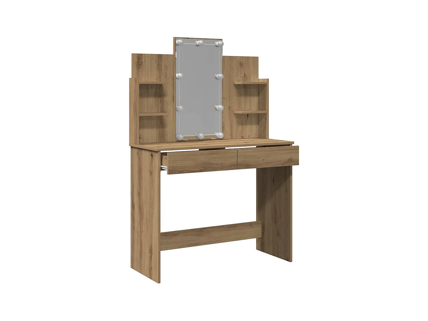 Coiffeuse avec lumières LED chêne artisanal 96x40x142 cm