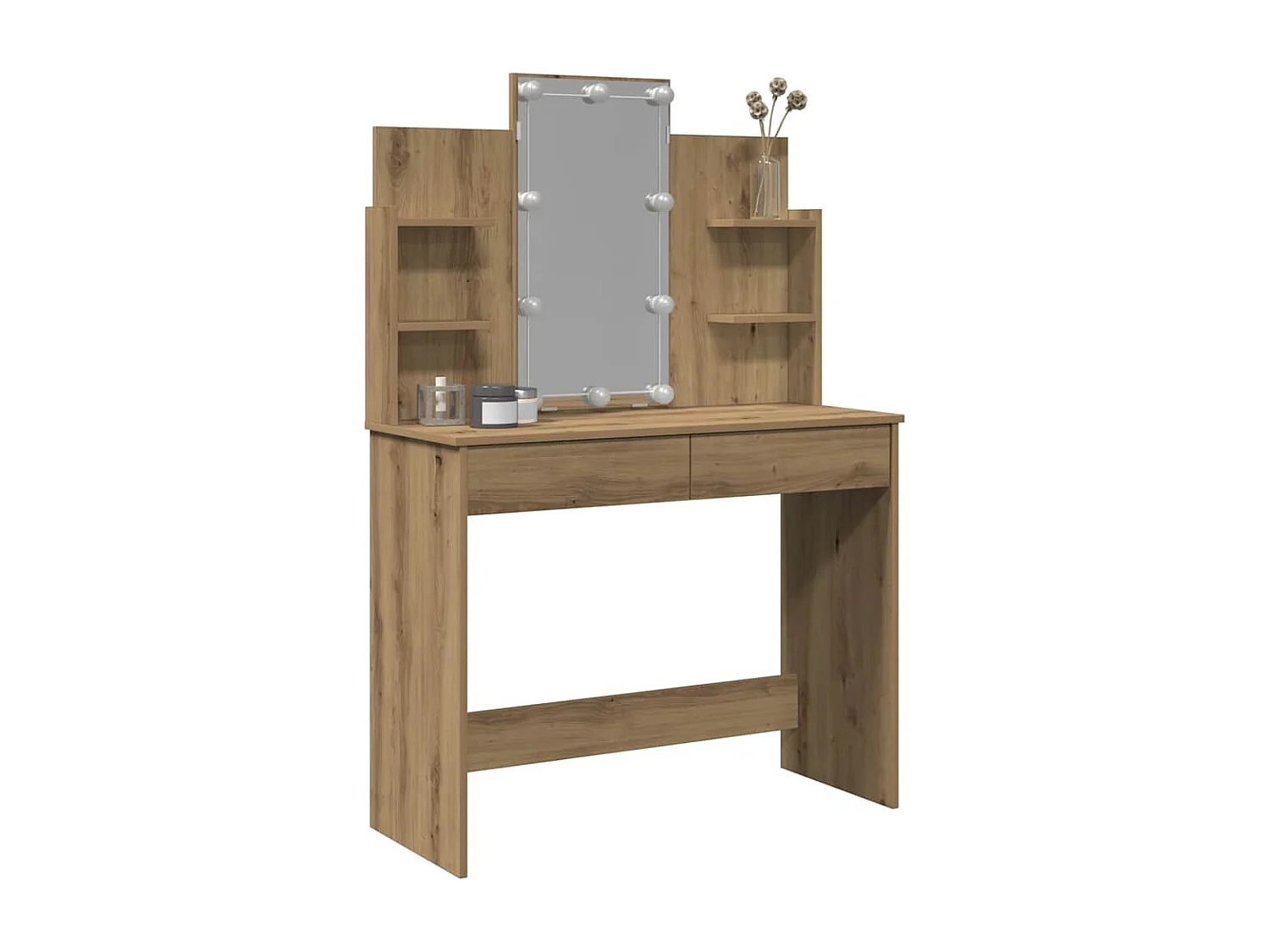 Coiffeuse avec lumières LED chêne artisanal 96x40x142 cm