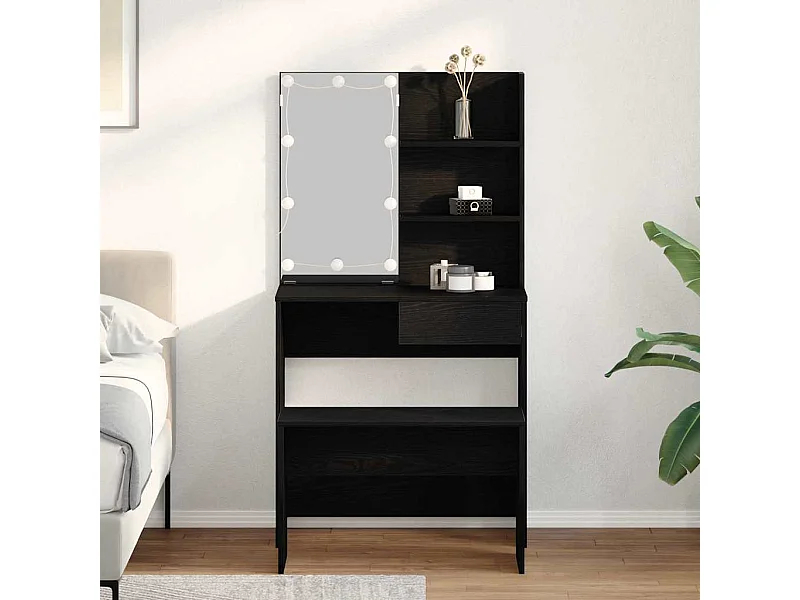 Ensemble de Coiffeuse avec tiroir Chêne noir 74.5 x 40 x 141 cm