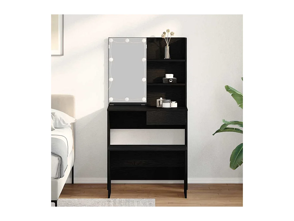 Ensemble de Coiffeuse avec tiroir Chêne noir 74.5 x 40 x 141 cm