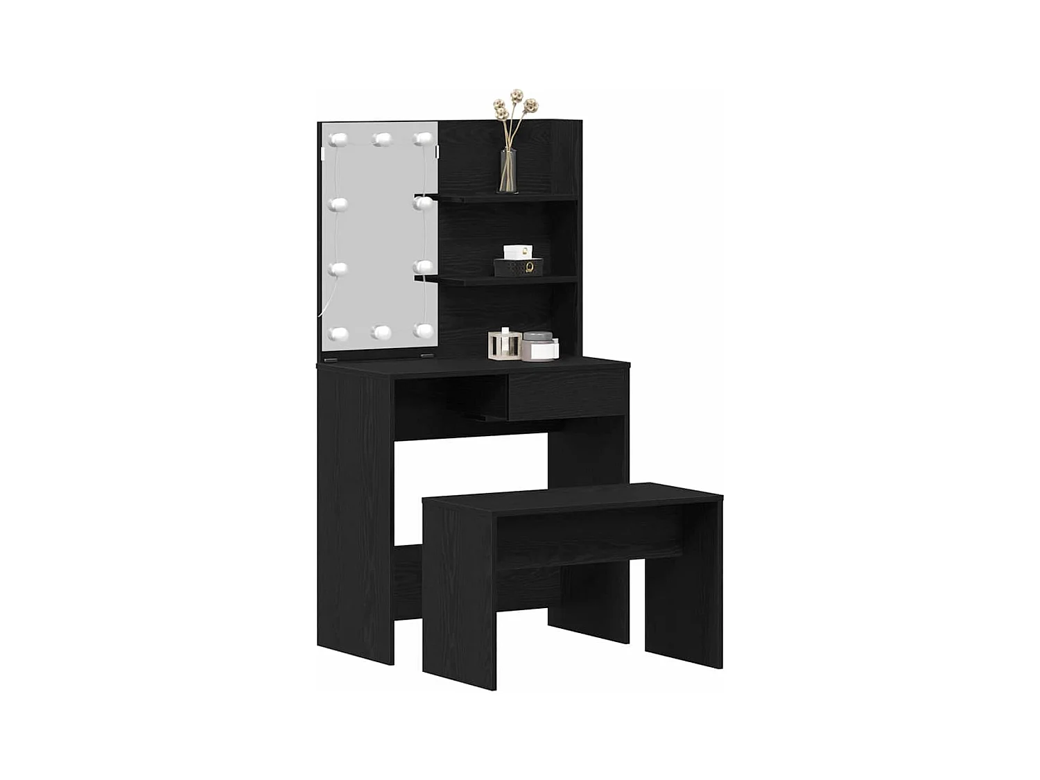 Ensemble de Coiffeuse avec tiroir Chêne noir 74.5 x 40 x 141 cm