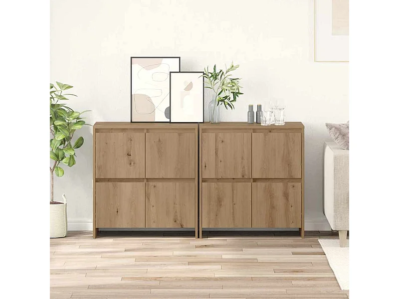 Buffets 2 pcs chêne artisanal 70 x 41 x 75 cm Bois d'ingénierie