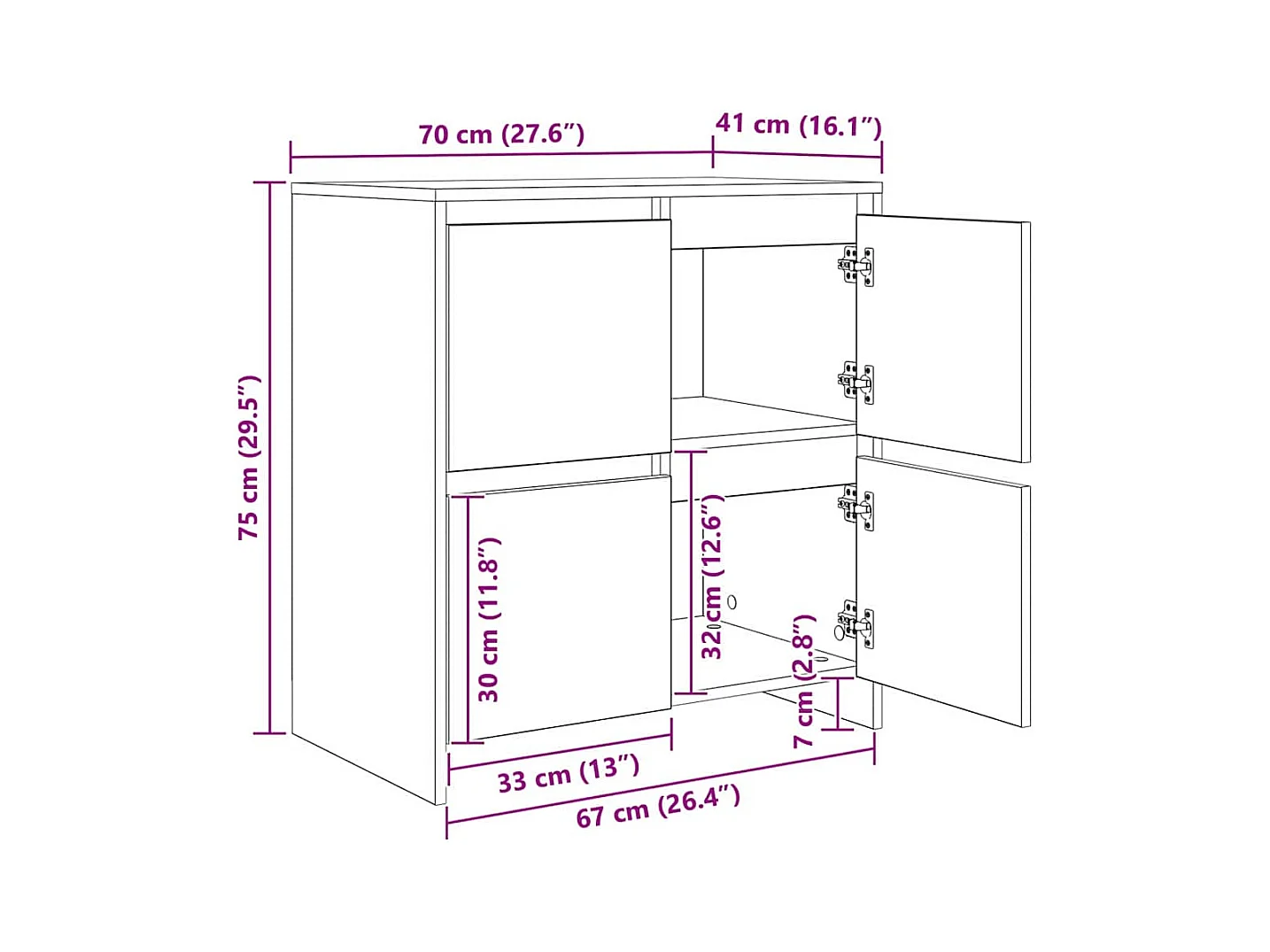 Buffets 2 pcs chêne artisanal 70 x 41 x 75 cm Bois d'ingénierie