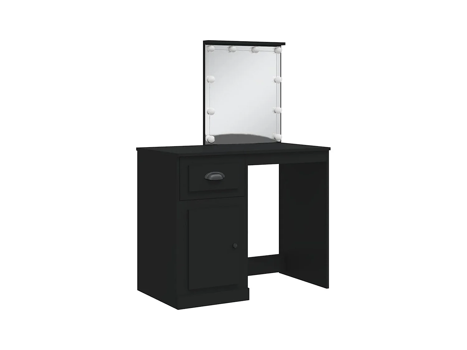 Tocador con luces LED negro 90x42x132,5cm