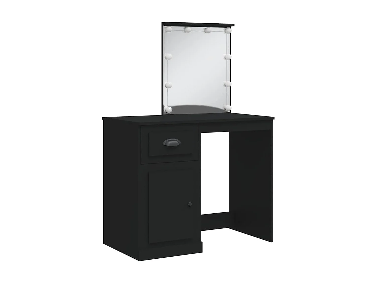 Tavolo da toeletta con luci LED nero 90x42x132,5cm