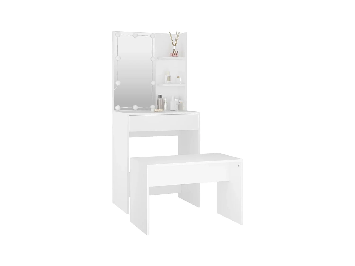 Witte LED-kaptafelset van bewerkt hout