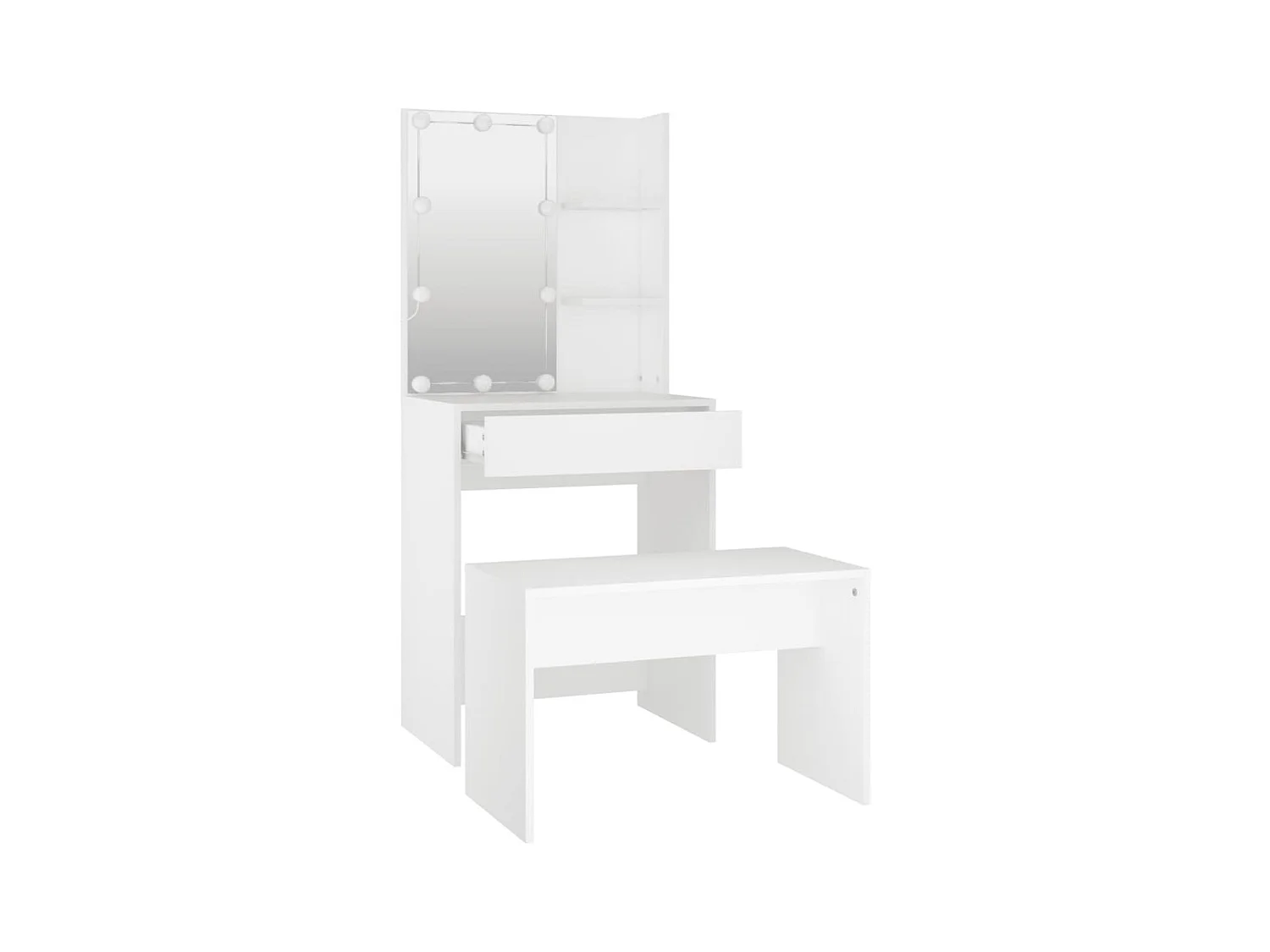 Witte LED-kaptafelset van bewerkt hout