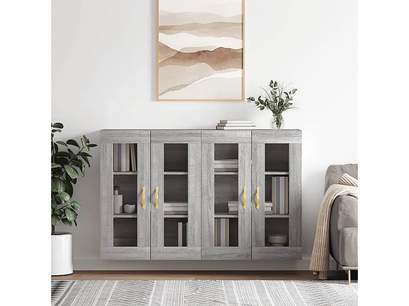 Pensili a 2 pezzi in legno ingegnerizzato grigio Sonoma