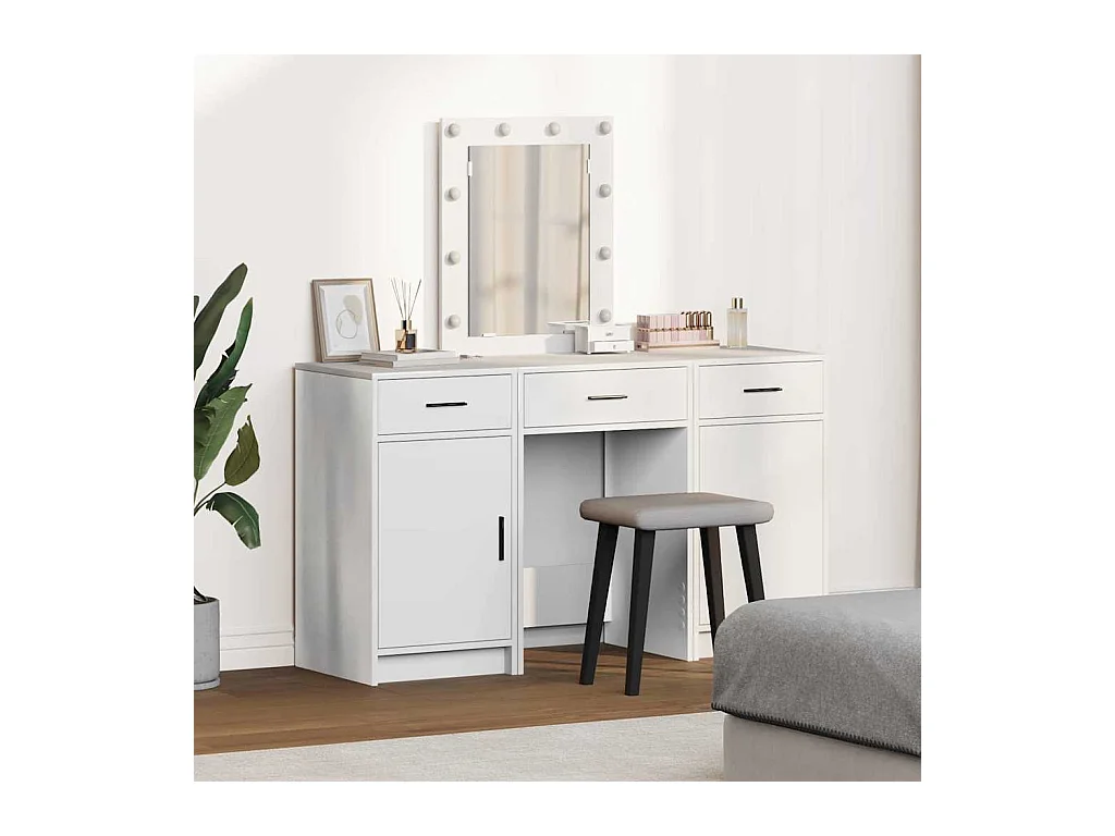 Table de Toilette avec tiroir 3 pcs Blanc 50 x 41 x 135 cm
