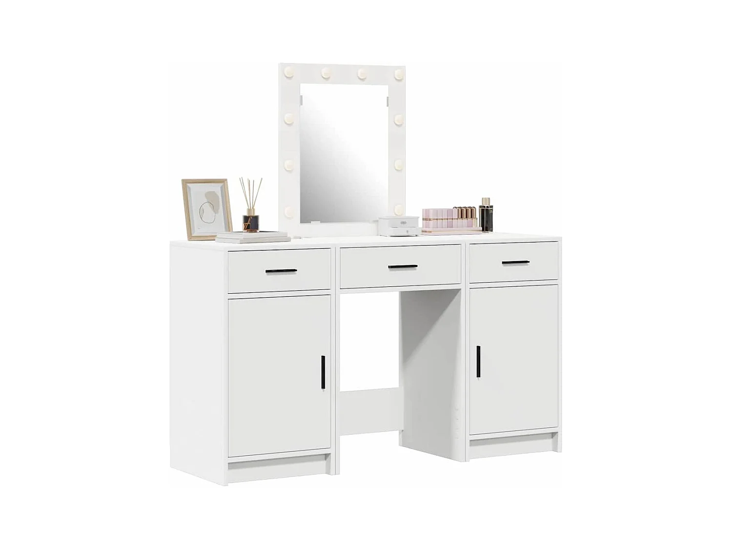 Table de Toilette avec tiroir 3 pcs Blanc 50 x 41 x 135 cm