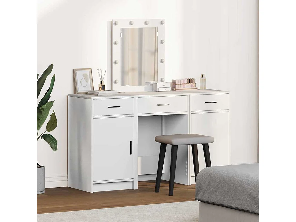 3-delige kaptafel met lade, wit, 50 x 41 x 135 cm