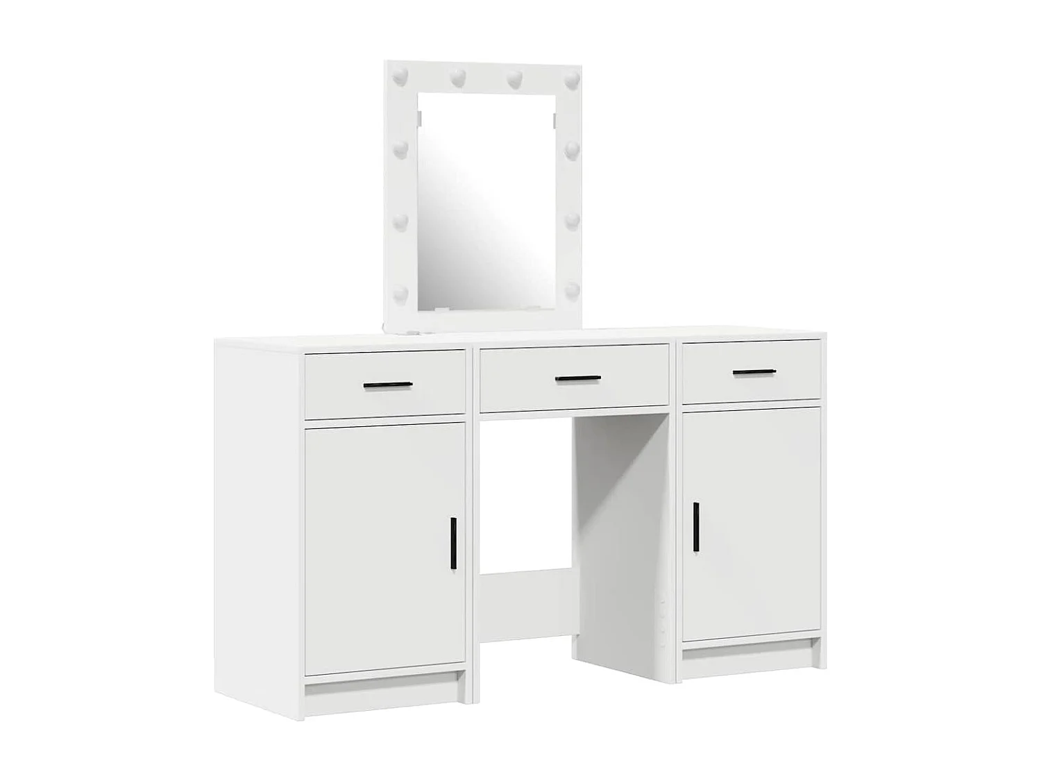 3-delige kaptafel met lade, wit, 50 x 41 x 135 cm