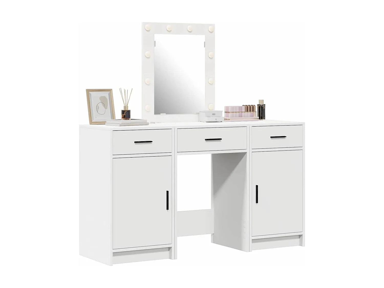 3-delige kaptafel met lade, wit, 50 x 41 x 135 cm