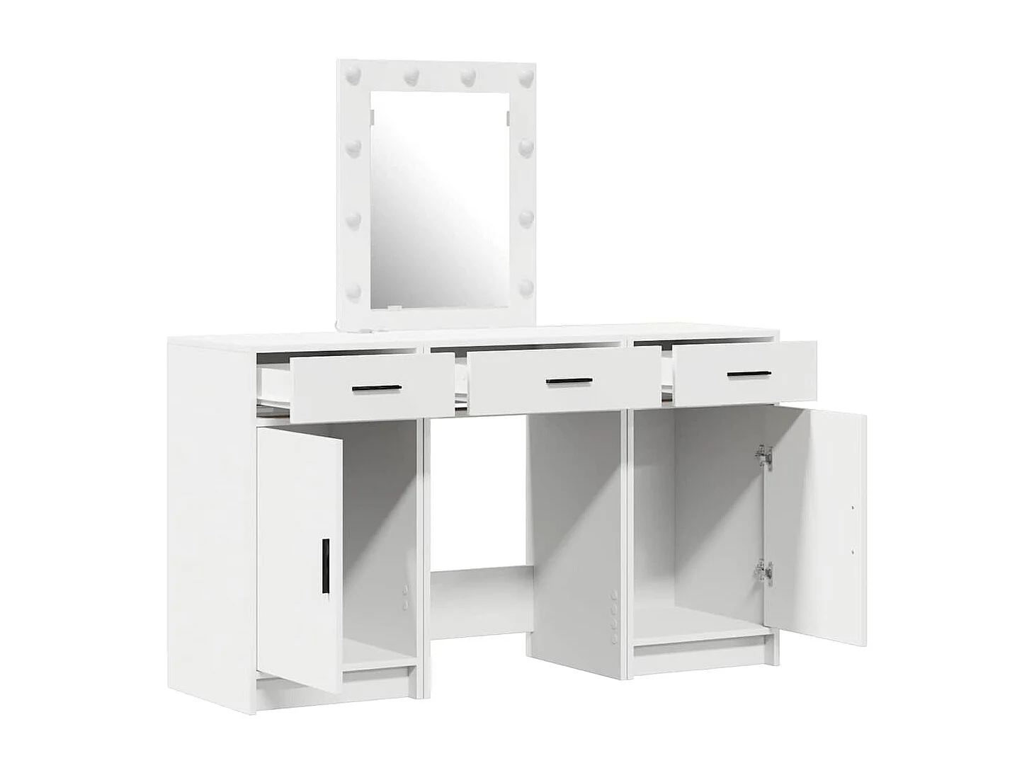 3-delige kaptafel met lade, wit, 50 x 41 x 135 cm