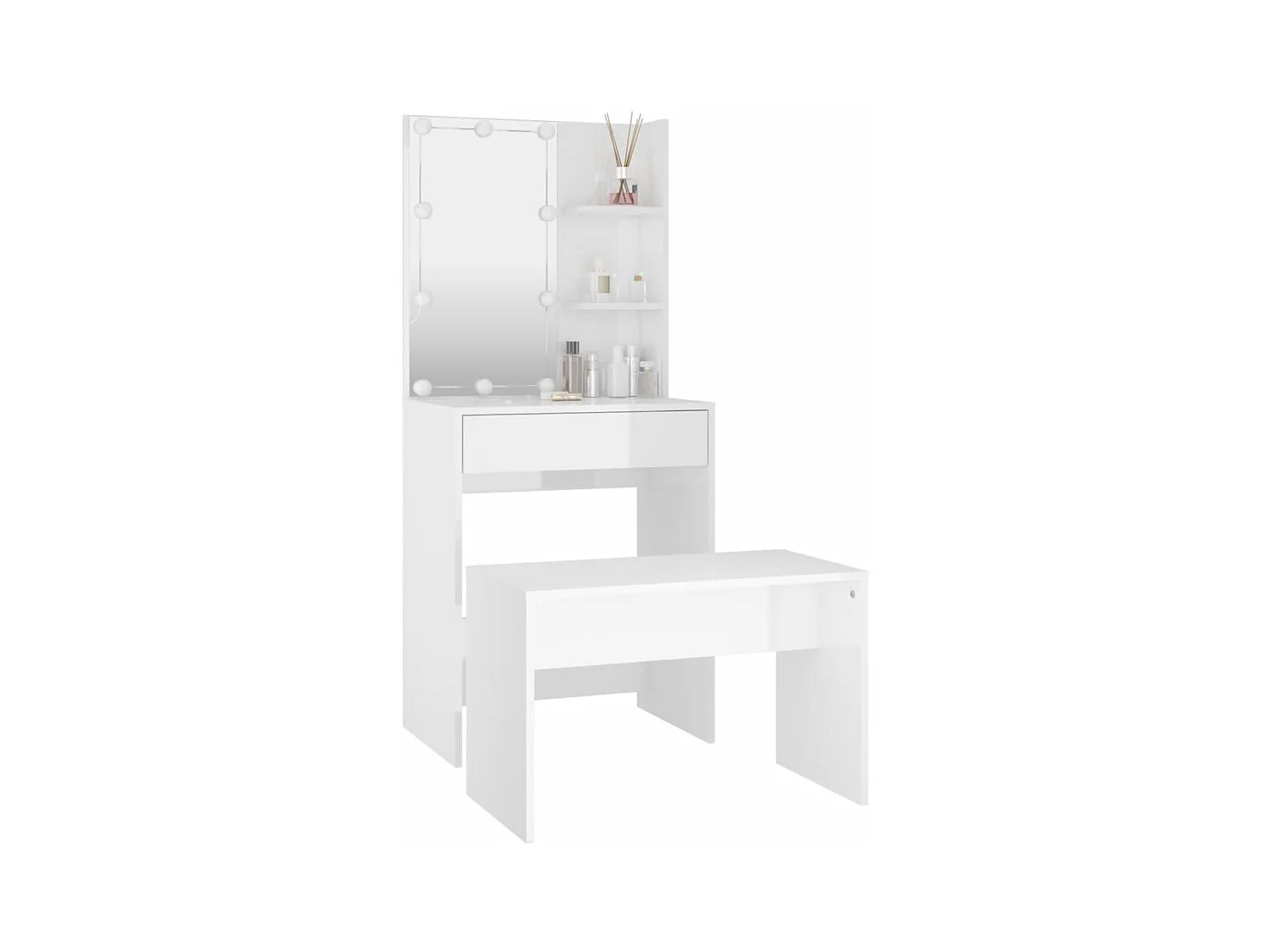 LED-wastafelset glanzend wit bewerkt hout