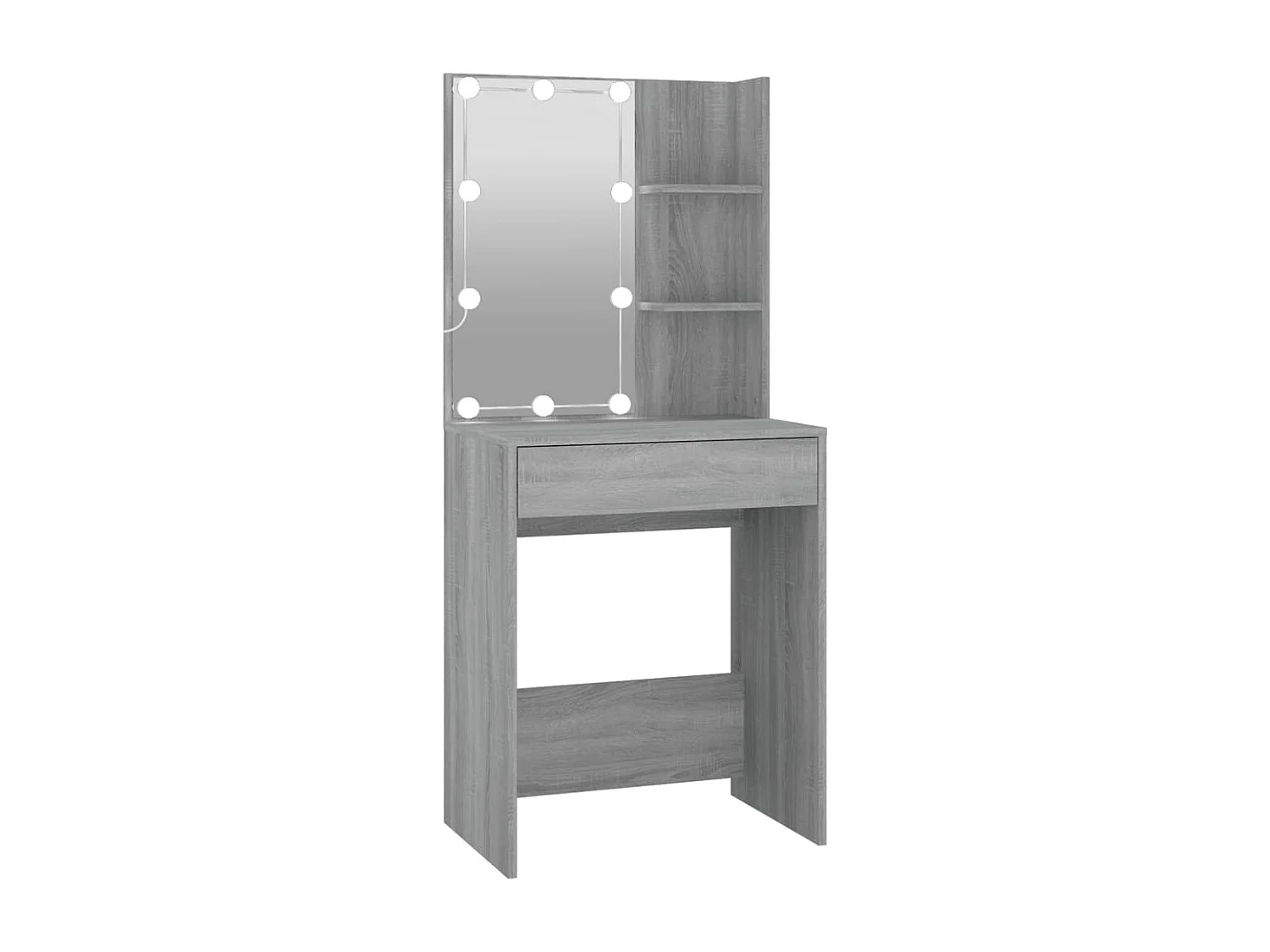 Sonoma Grijze LED-kaptafel met kast van bewerkt hout