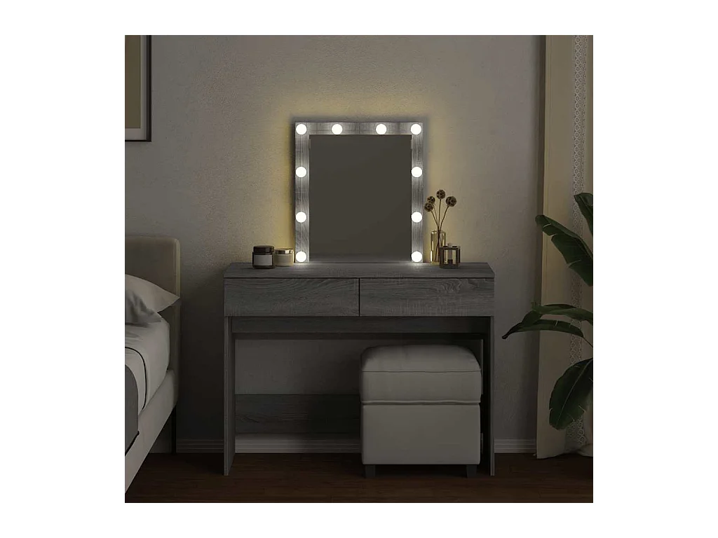 Kaptafel met LED Sonoma grijs 100x40x130 cm