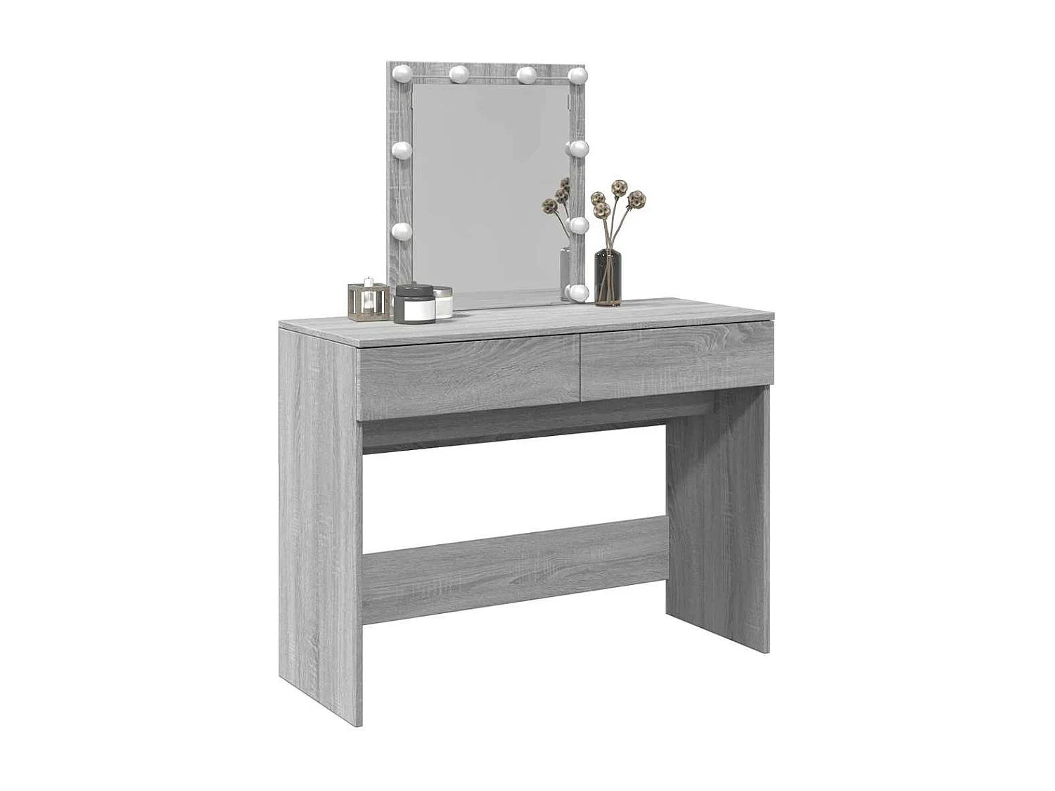 Tocador con LED Sonoma gris 100x40x130 cm