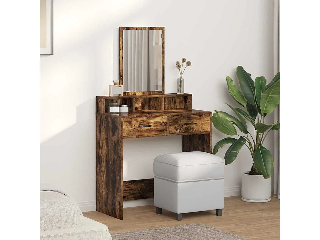 Coiffeuse Chêne fumé 79 x 41 x 140 cm Bois d'ingénierie