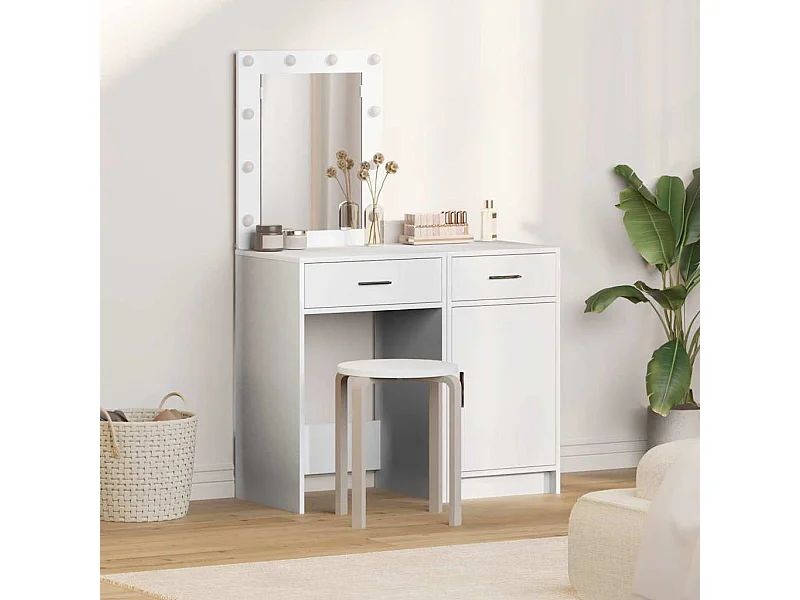 Table de Toilette avec tiroir 2 pcs Blanc 50 x 41 x 135 cm
