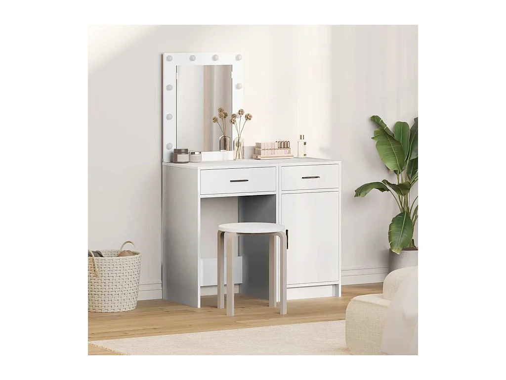 Table de Toilette avec tiroir 2 pcs Blanc 50 x 41 x 135 cm