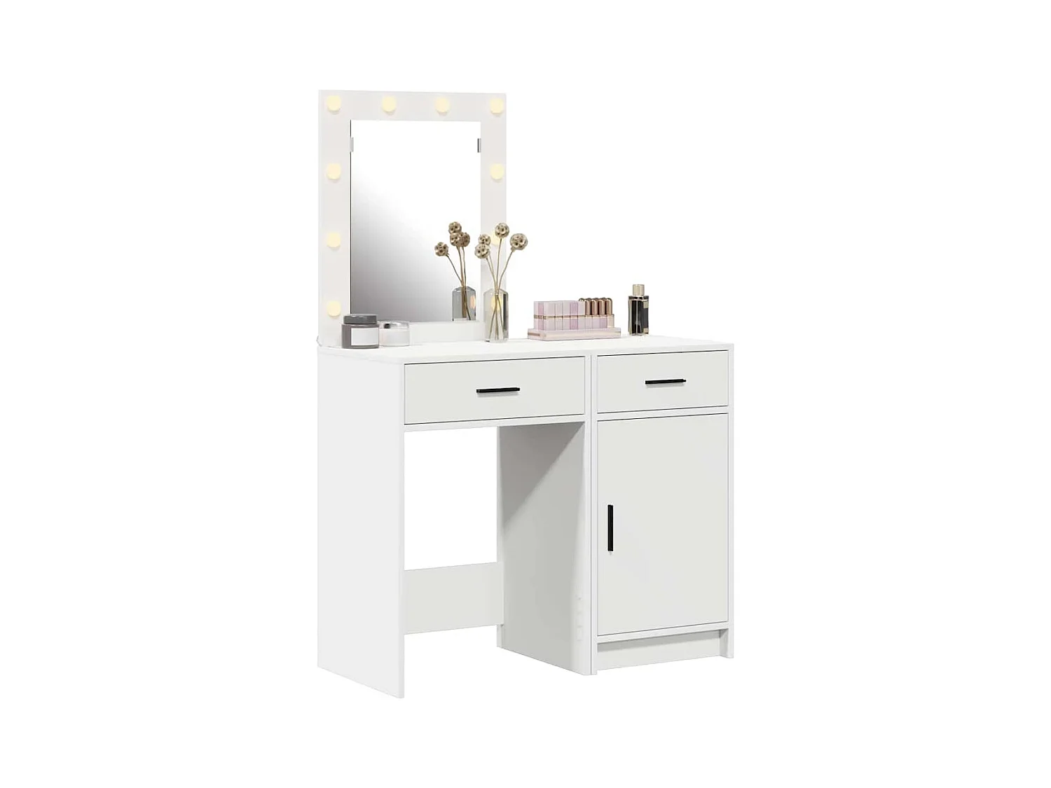 Table de Toilette avec tiroir 2 pcs Blanc 50 x 41 x 135 cm