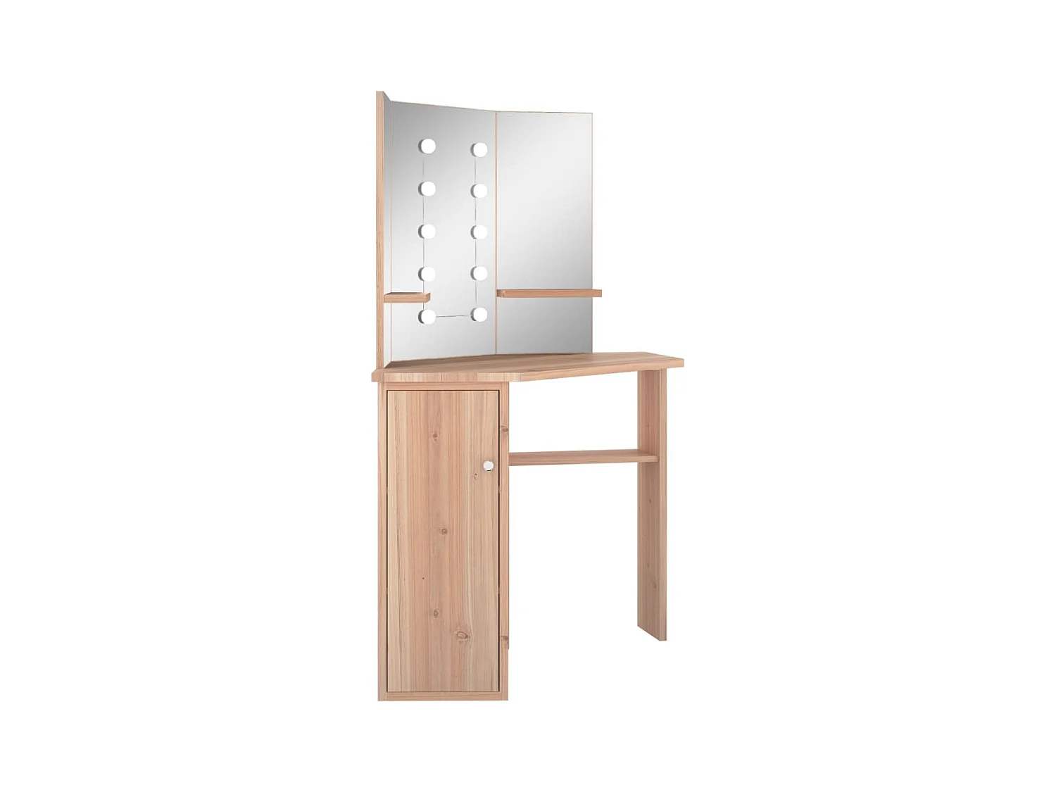 Coiffeuse d'angle avec LED Chêne 111x54x141,5 cm
