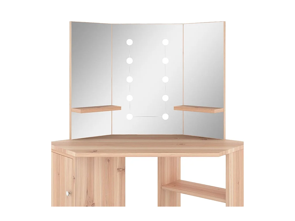 Coiffeuse d'angle avec LED Chêne 111x54x141,5 cm