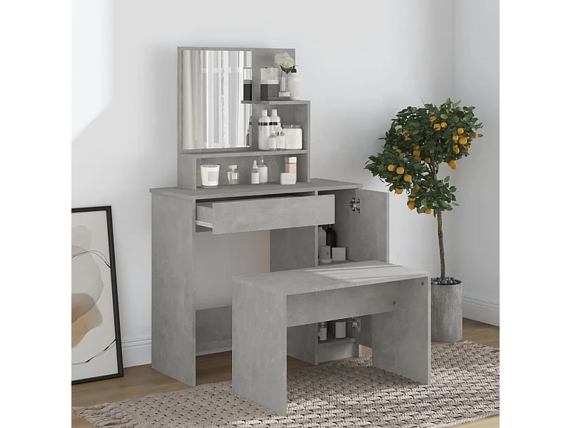 Betongrijze kaptafelset 86,5x35x136 cm