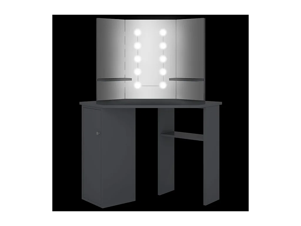 Hoekkaptafel met LED Grijs 111x54x141,5 cm
