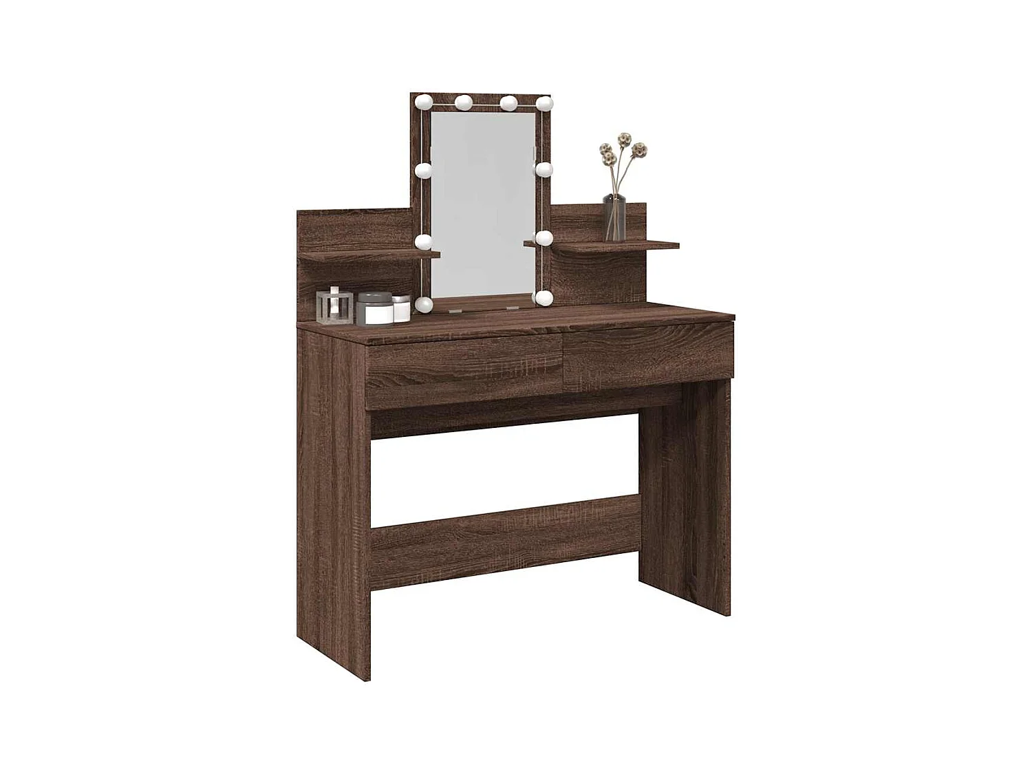 Kaptafel met LED bruin eiken 100x40x130 cm