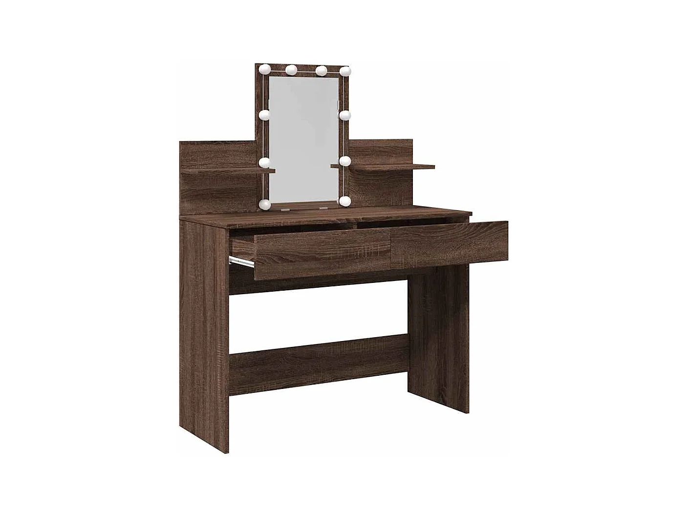 Kaptafel met LED bruin eiken 100x40x130 cm