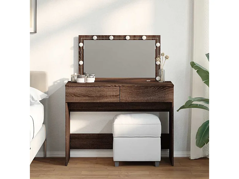 Kaptafel met LED bruin eiken 100x40x120 cm