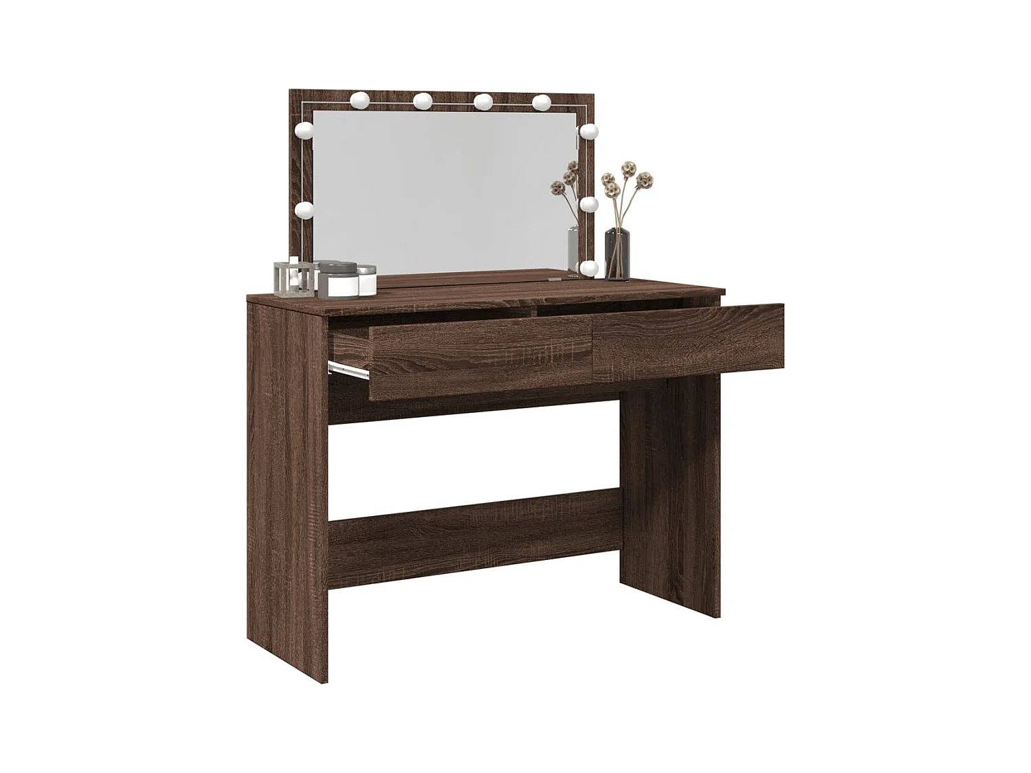 Kaptafel met LED bruin eiken 100x40x120 cm