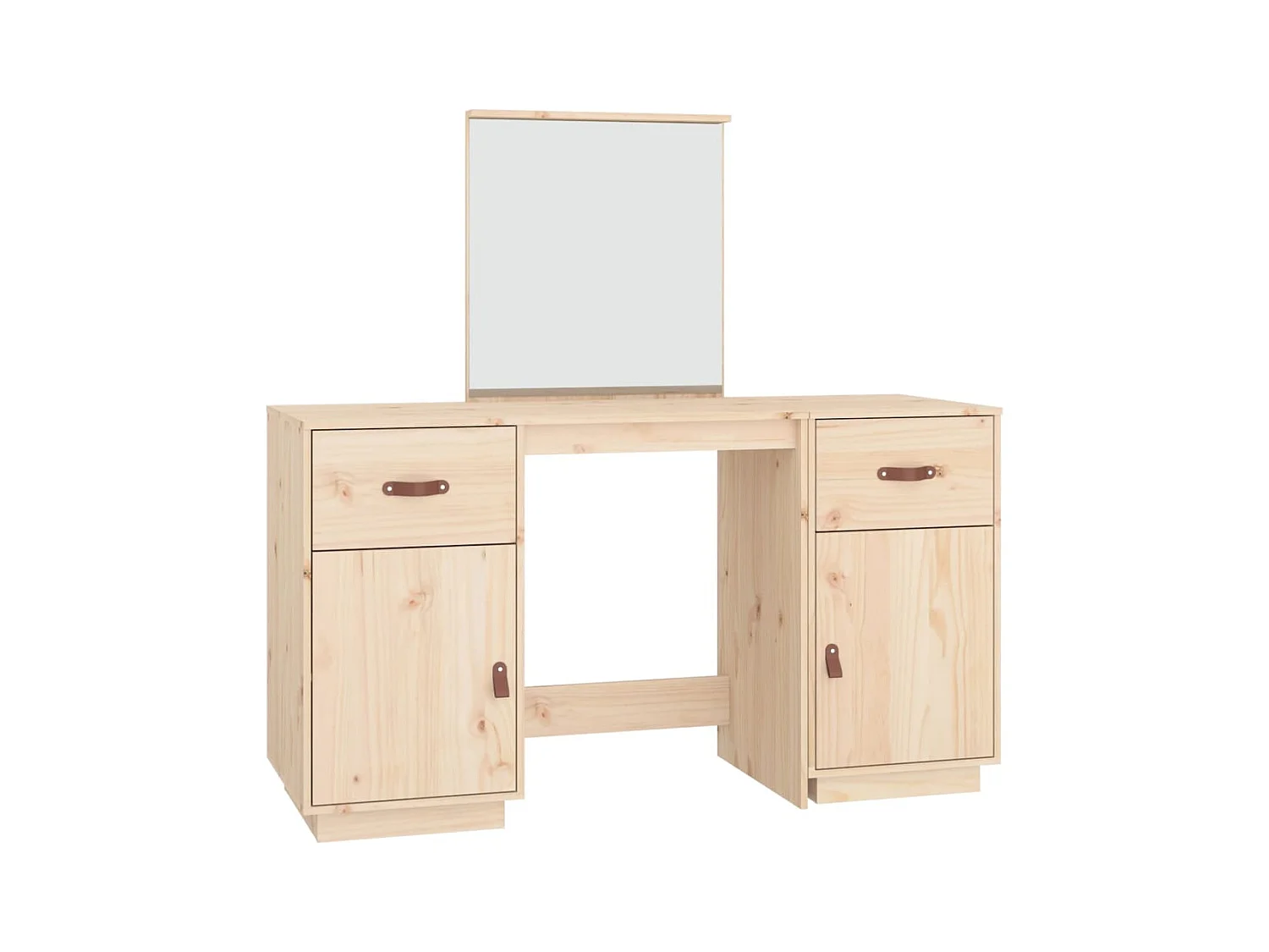 Ensemble de coiffeuse avec miroir Bois de pin solide