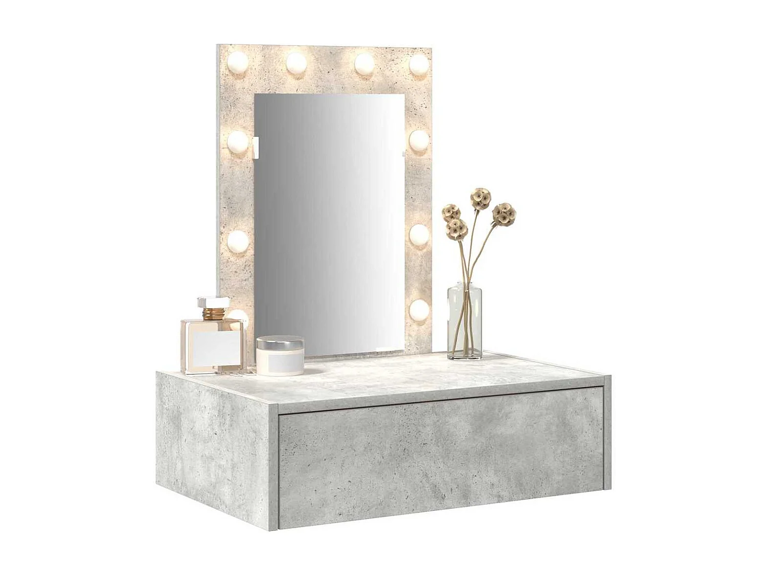 Grijze kaptafel 60 x 40 x 70 cm bewerkt hout