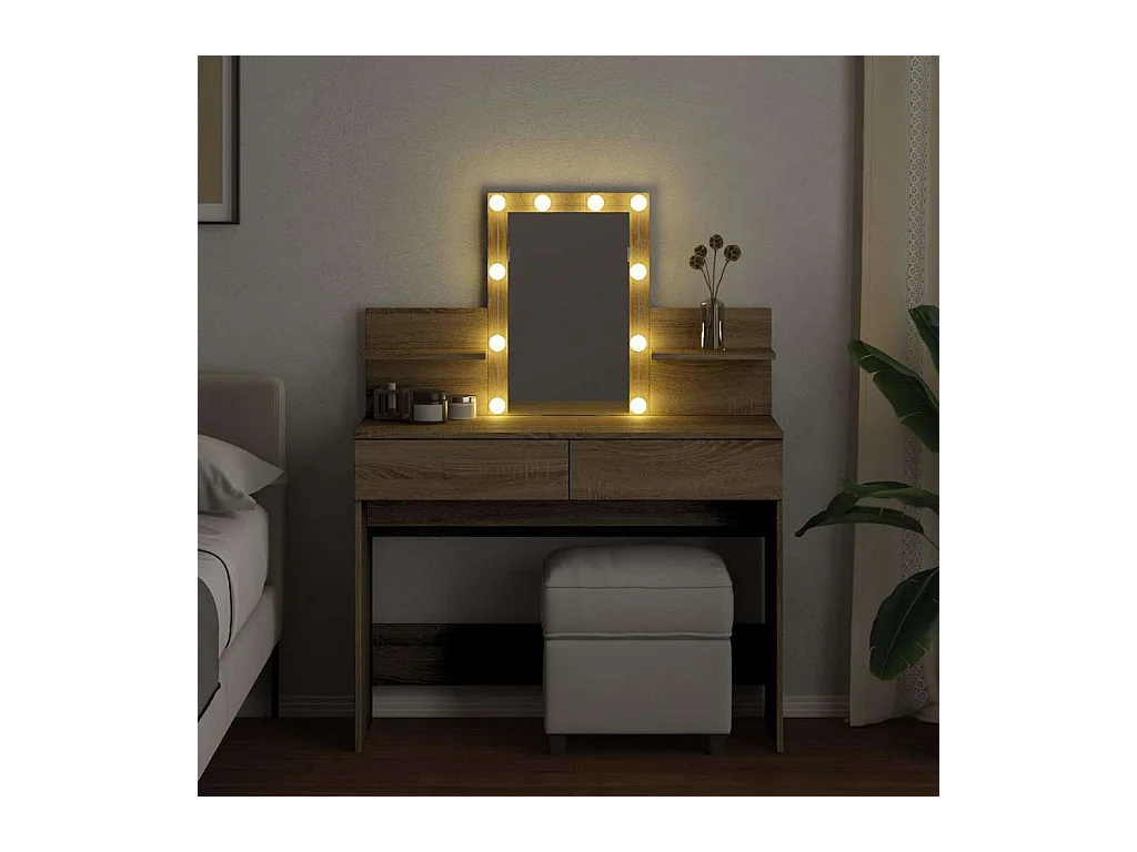 Kaptafel met LED Sonoma eiken 100x40x130 cm