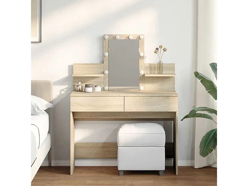 Tocador con LED roble Sonoma 100x40x130 cm