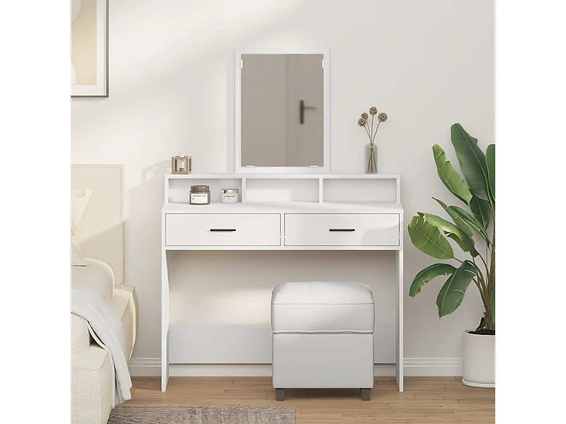 Kaptafel met lade Wit 100 x 41 x 140 cm Bewerkt hout