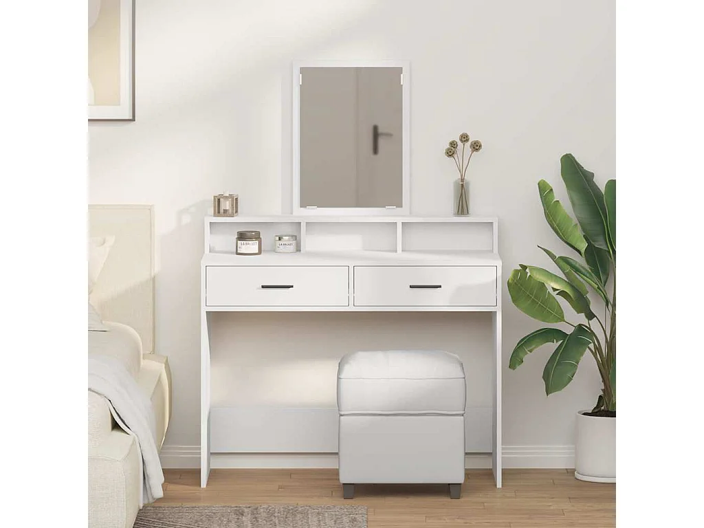 Coiffeuse avec tiroir Blanc 100 x 41 x 140 cm Bois d'ingénierie