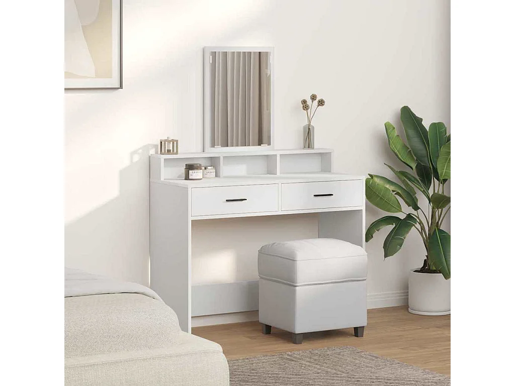 Coiffeuse avec tiroir Blanc 100 x 41 x 140 cm Bois d'ingénierie
