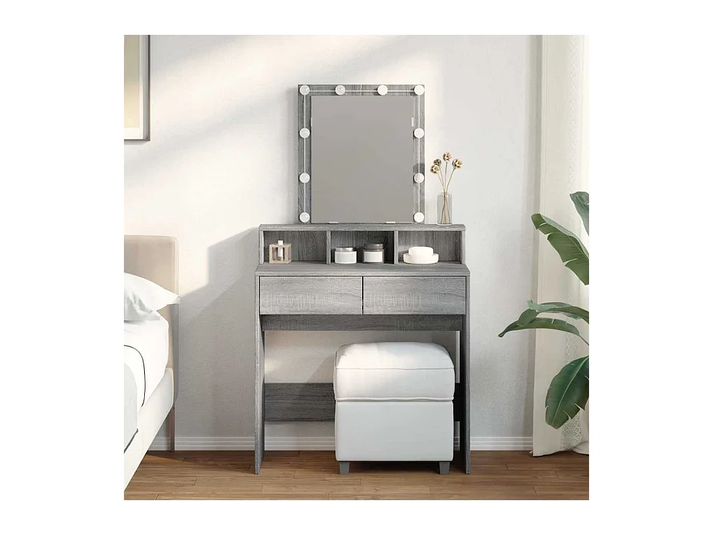 Kaptafel met LED Sonoma grijs 80x41x144,5 cm