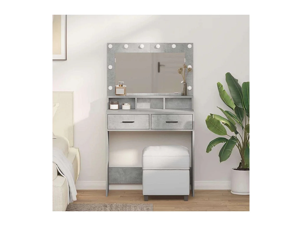 Coiffeuse Gris béton 79 x 41 x 135 cm Bois d'ingénierie