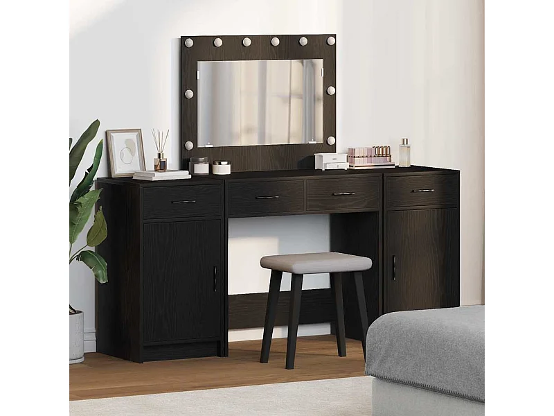 Table de Toilette 3 pcs Noir 40 x 41 x 75 cm Bois d'ingénierie