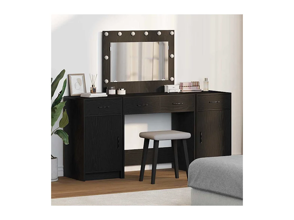 Table de Toilette 3 pcs Noir 40 x 41 x 75 cm Bois d'ingénierie