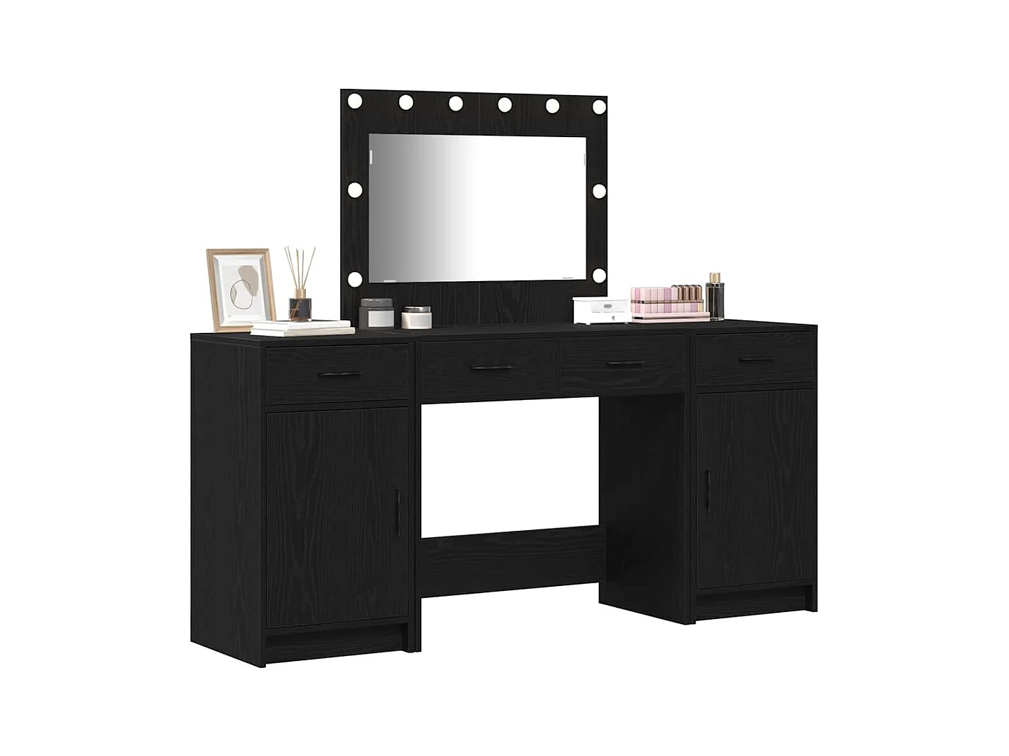 Table de Toilette 3 pcs Noir 40 x 41 x 75 cm Bois d'ingénierie