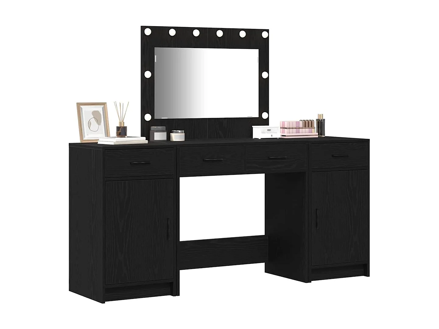 Table de Toilette 3 pcs Noir 40 x 41 x 75 cm Bois d'ingénierie