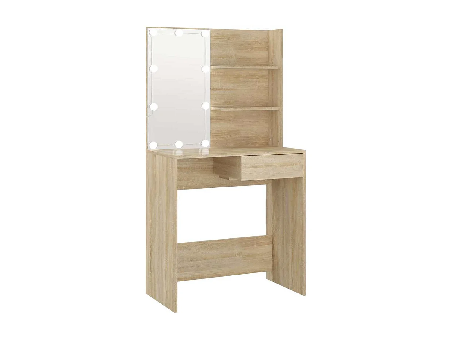 Tocador con LED roble Sonoma 74,5x40x141cm madera de ingeniería